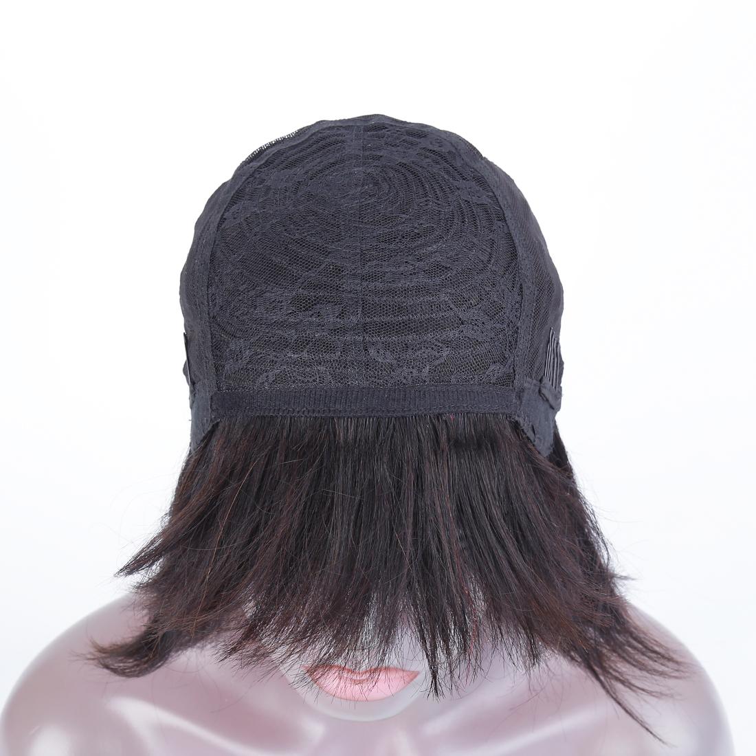 Short Bob Wigs Straight Human Hair With Bangs 100% Remy Hair Non Lace Wigs