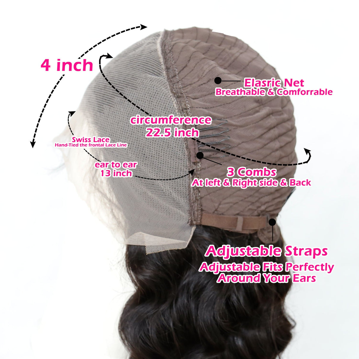 Loose Deep 13x4 Transparent Lace Frontal Wigs Human Hair Natural Color 200% Density