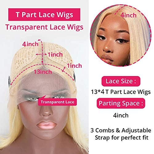 613 Bob Wig Virgin Human Hair Pre Plucked Straight 13x1x4 Lace Front Blonde Bob Wigs