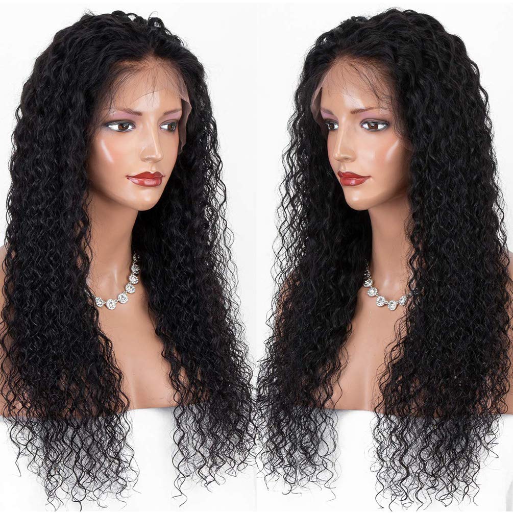 Deep Wave 13x4 Lace Frontal Wigs Human Hair Natural Color 180% Density