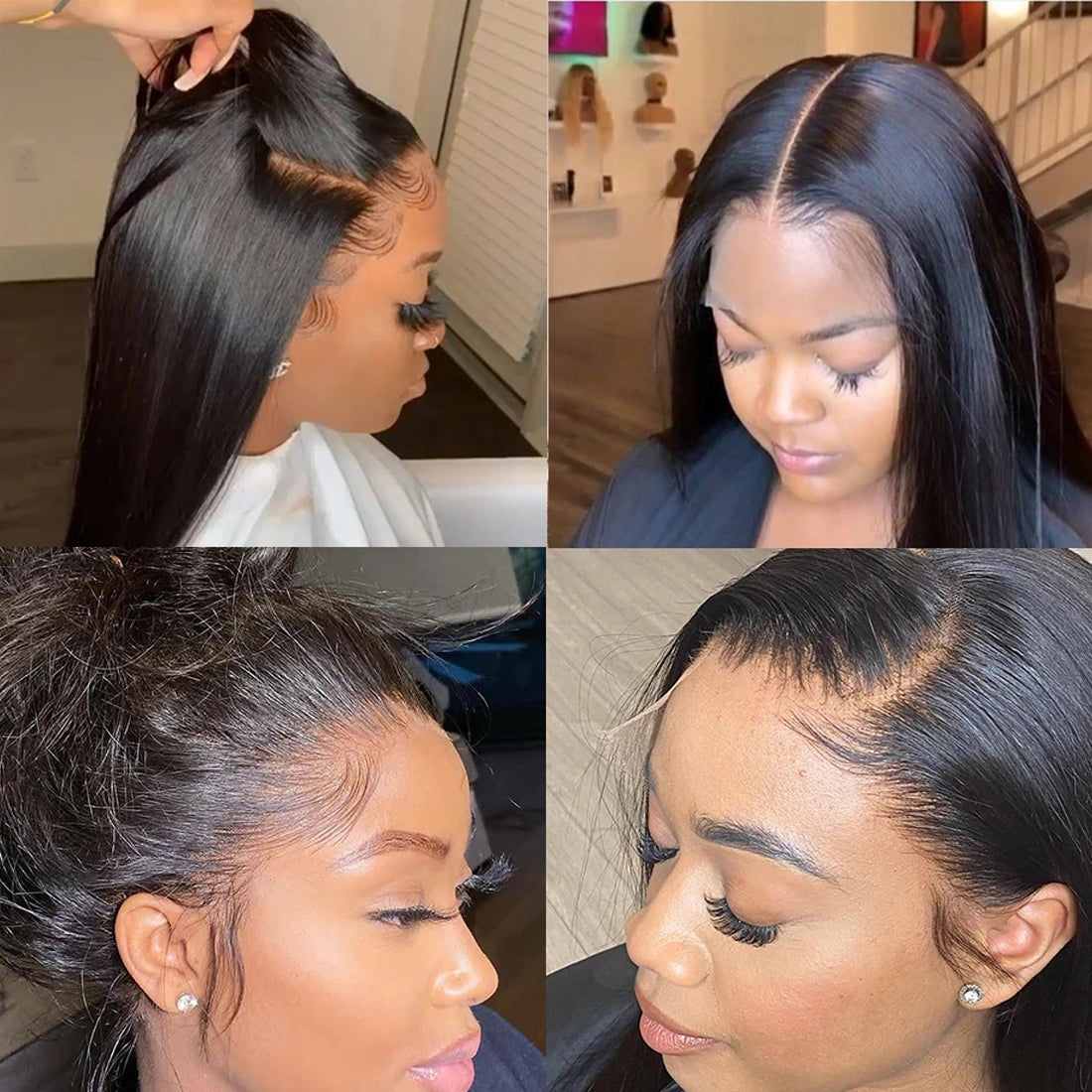 Straight 13x4 Lace Frontal Wigs Human Hair Brazilian Straight Wig Natural Color 180% Density