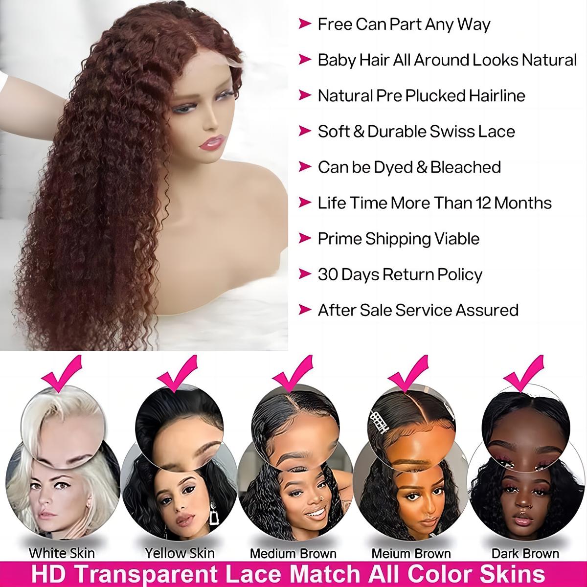 5x5 Water Wave HD Lace Closure Wigs Human Hair Pre Plucked Chocolate Brown