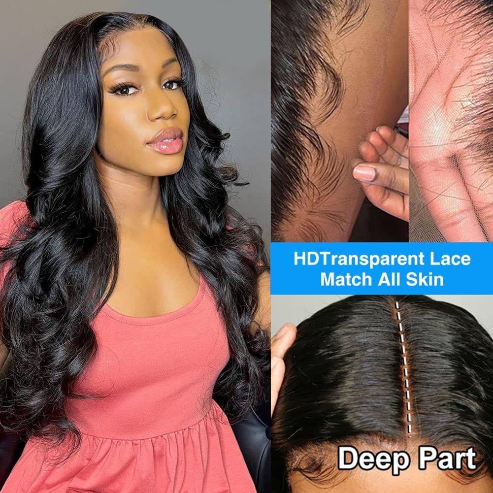 Body Wave 13x4 Lace Front Wigs Brazilian Remy Human Hair Natural Color 180%