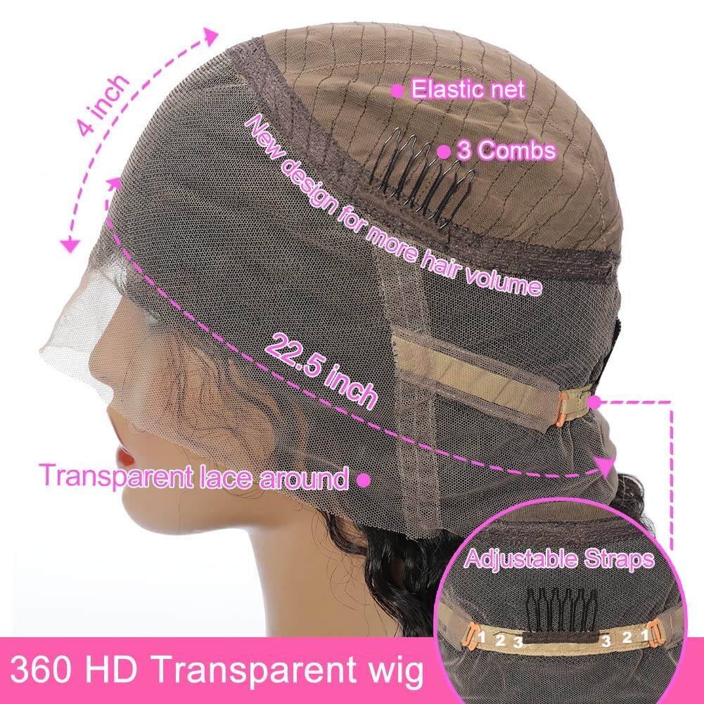 360 HD Lace Body Wave 18-24 Inches Human Hair Frontal Wig