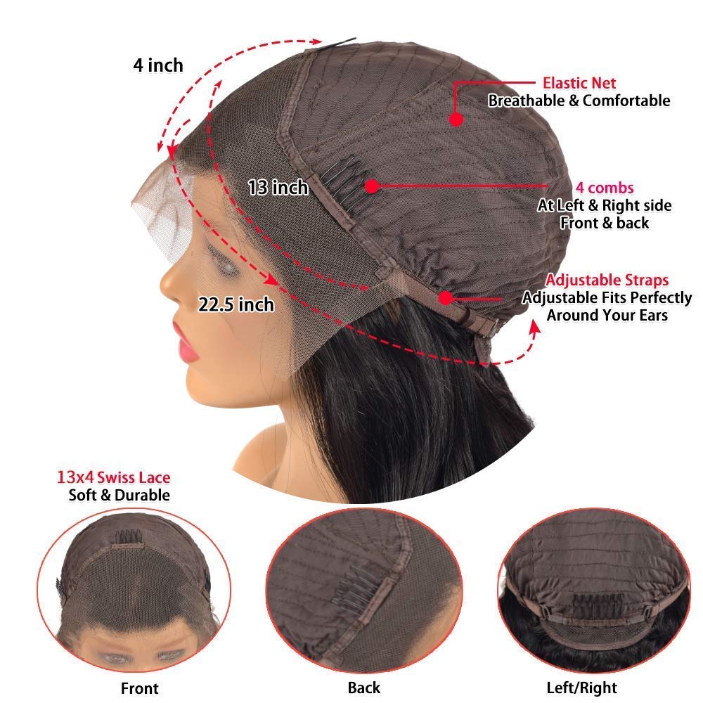 Body Wave 13x4 Lace Front Wigs Brazilian Remy Human Hair Natural Color 180%