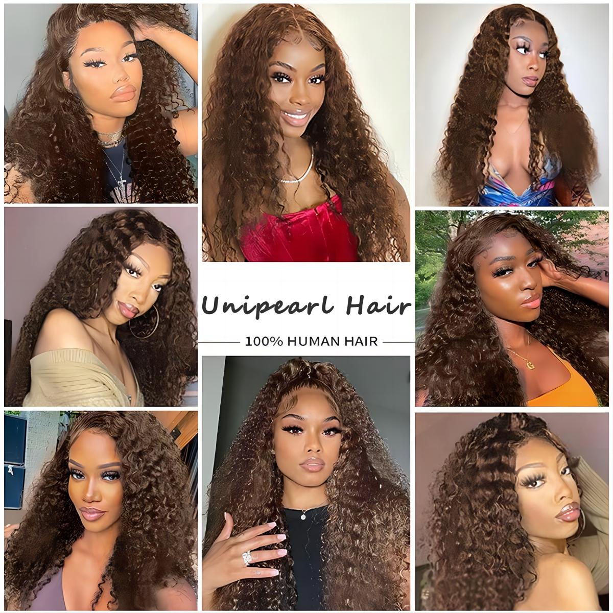 5x5 Water Wave HD Lace Closure Wigs Human Hair Pre Plucked Chocolate Brown