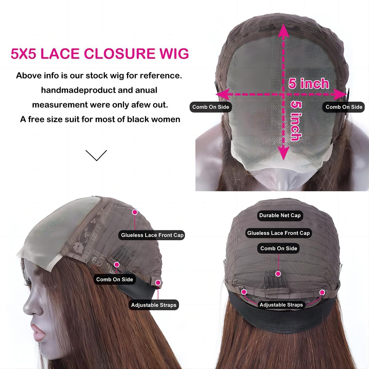 5x5 Water Wave HD Lace Closure Wigs Human Hair Pre Plucked Chocolate Brown