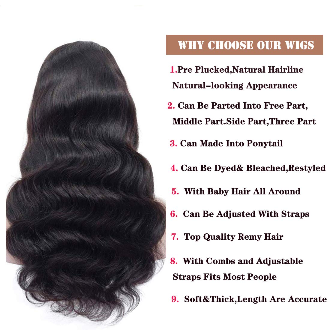 4X4 Lace Closure Wigs Remy Human Hair 150% Hair Density Body Wave/Straight/Curly/Deep Wave