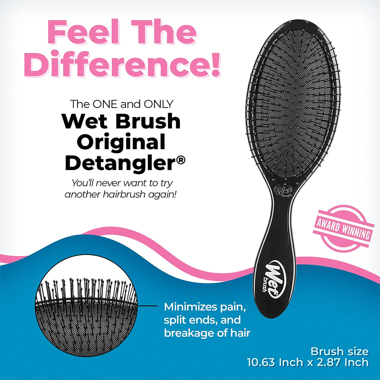 Detangler Hair Brush: Classic Black - Exclusive Ultra-soft IntelliFlex Bristles - Glide Through Tangles With Ease For All Hair Types - For Women, Men, Wet And Dry Hair