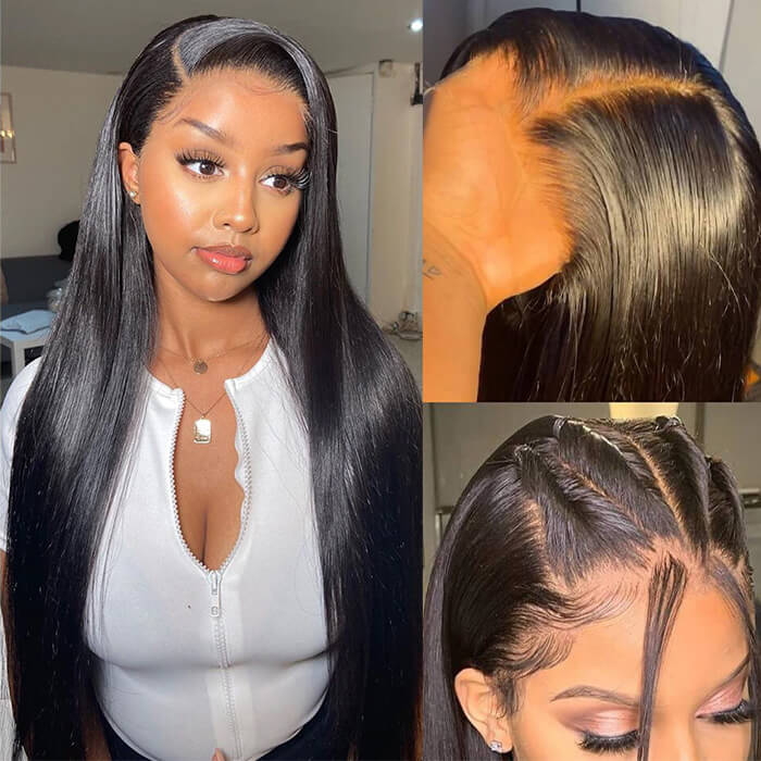 Silky Straight 13x4 Frontal Undetectable HD Lace Long Wig 100% Human Hair