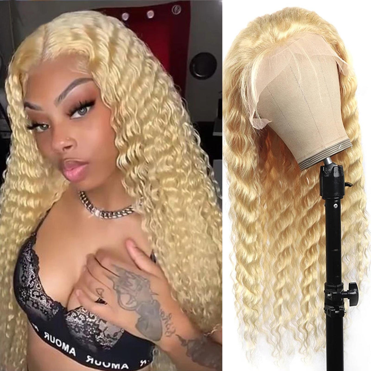 613 Blonde Deep Wave 13x4 Lace Front Wig Human Hair Brazilian Lace Frontal Wigs