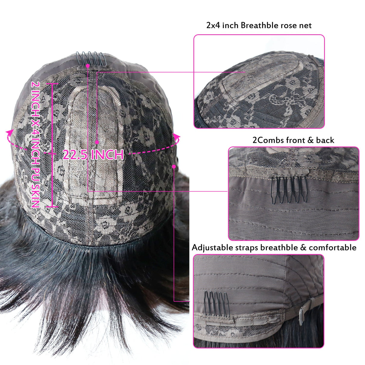 Body Wave Human Hair Wigs with Bangs None Lace Front Wigs Natural Color