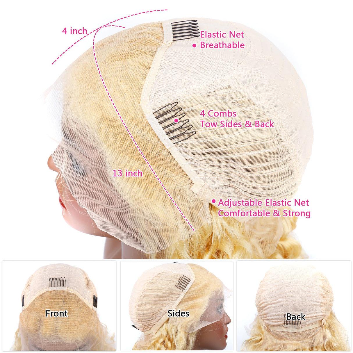 613 Blonde Deep Wave 13x4 Lace Front Wig Human Hair Brazilian Lace Frontal Wigs