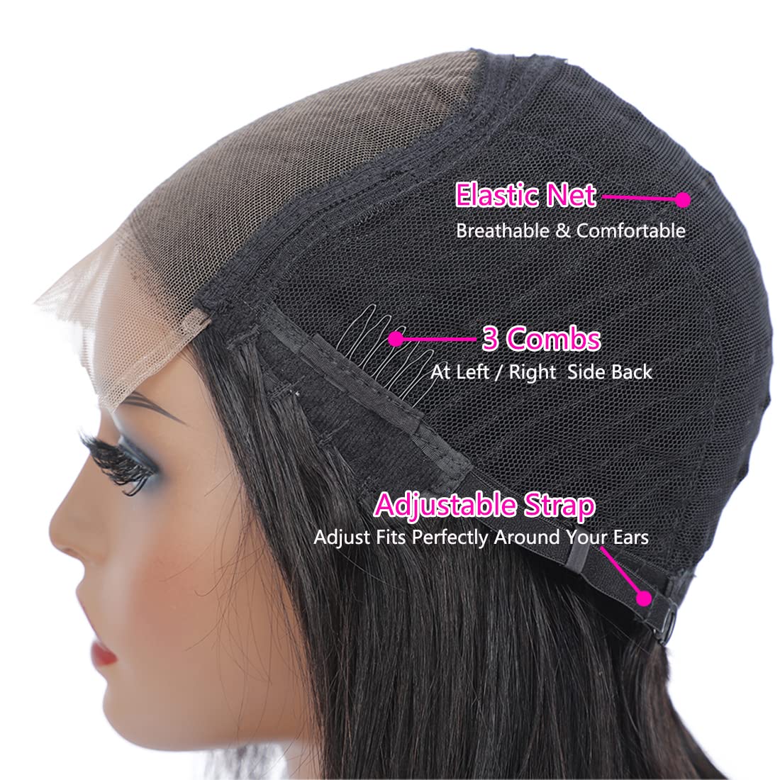 Straight Wig Human Hair 4x4 Lace Closure Wigs 180 density