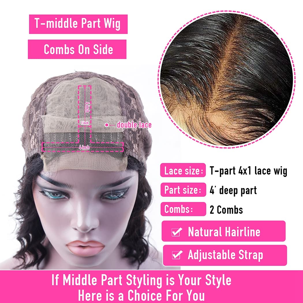 Body Wave Bob Human Hair Lace Front Wigs 4x1 T Part Human Hair Wigs