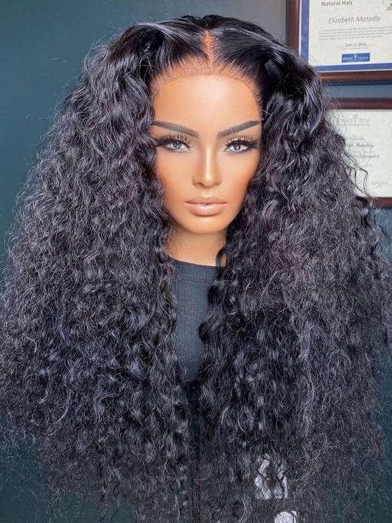 Kinky Curly 13x1 T Part Lace Front Wigs Douible Drawn Human Hair Natural Color 200% Super High Denisty