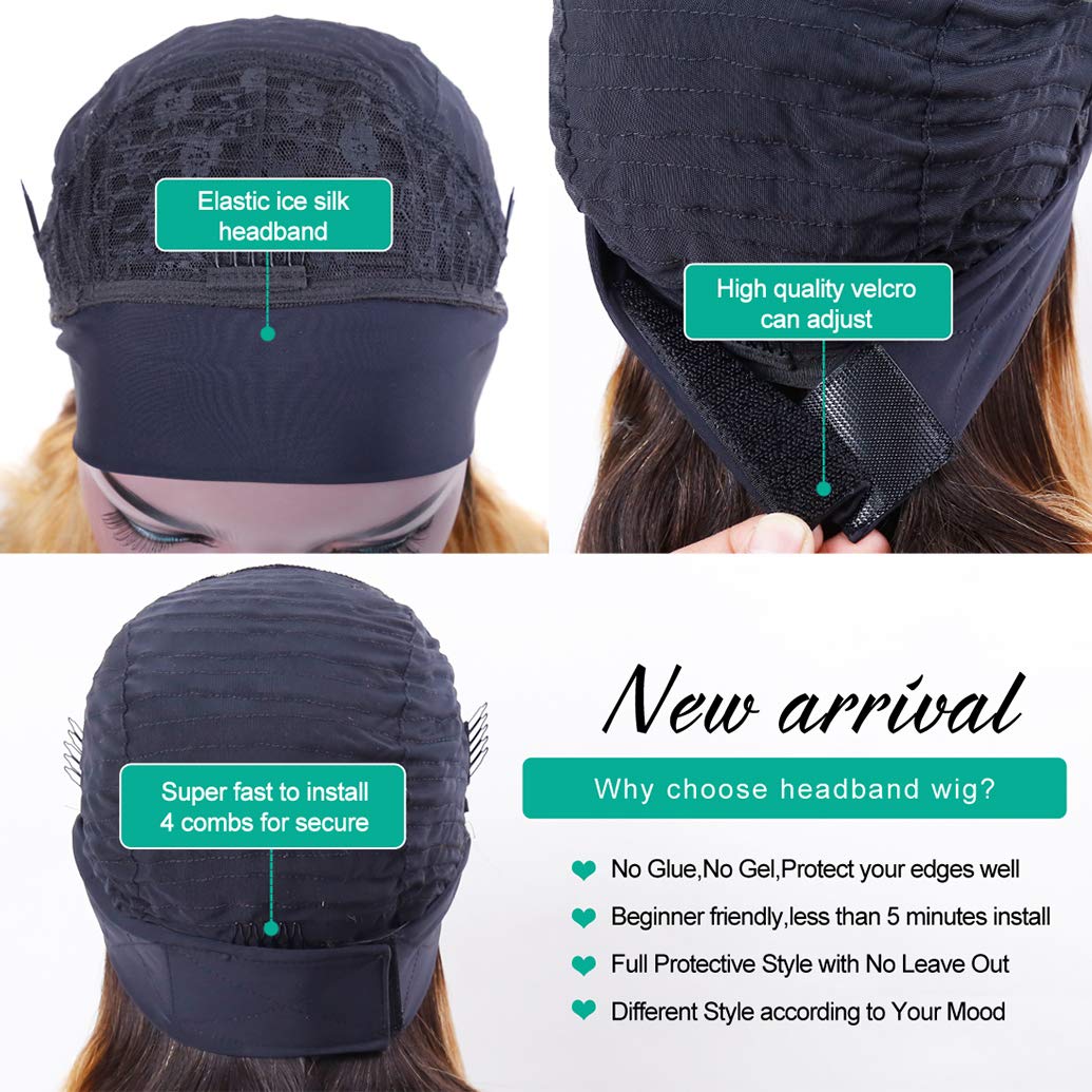 Ombre Straight 1B/27 Headband Wig Brazilian Human Hair Wigs for Black Women