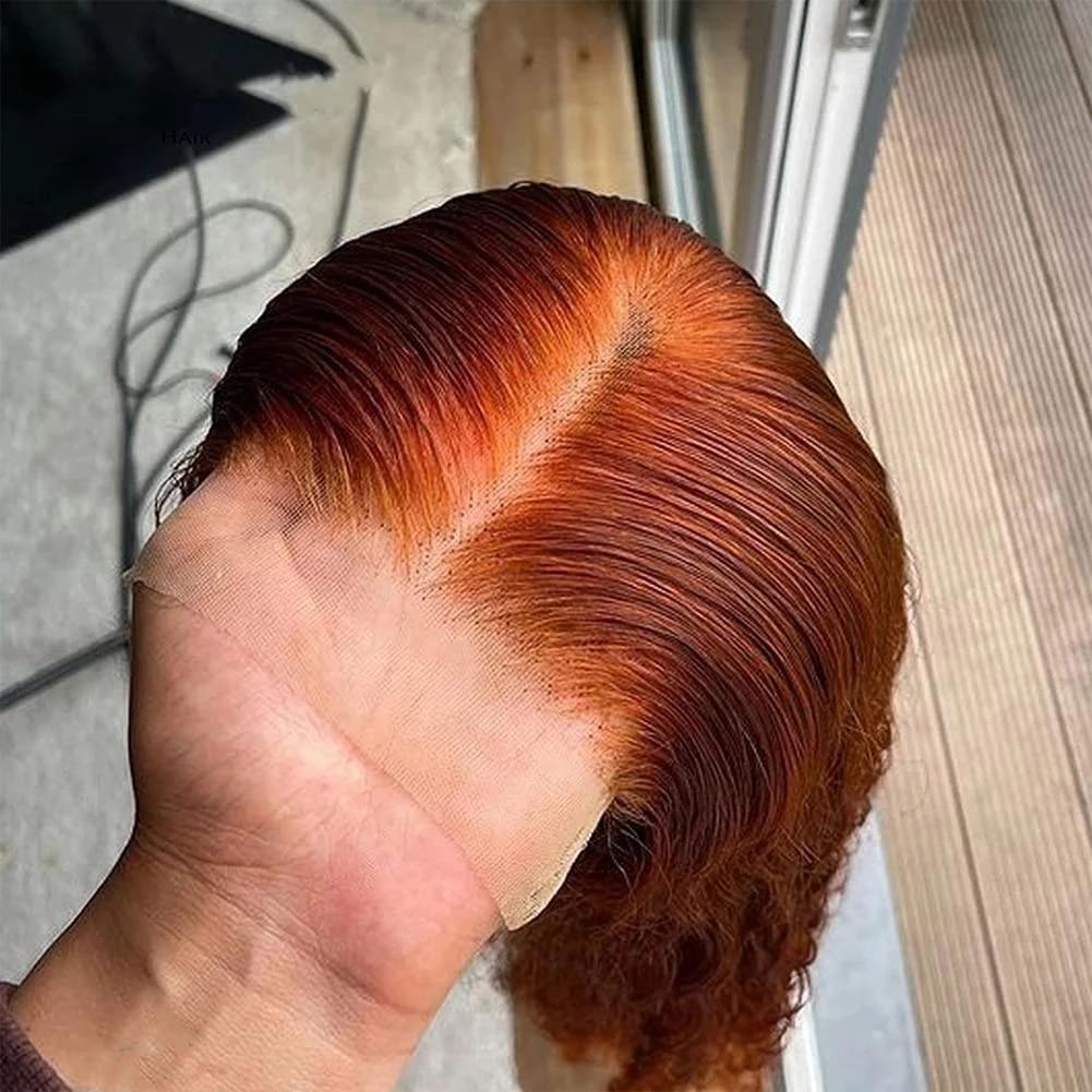 Ginger Color 4x4 Deep Wave Human Hair Lace Front Wigs for Black Women