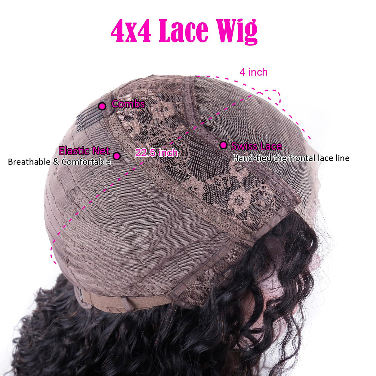 Highlight Water Wave 4x4 Lace Front Wigs Brazilian Virgin Human Hair Wigs 4/27 180% Density