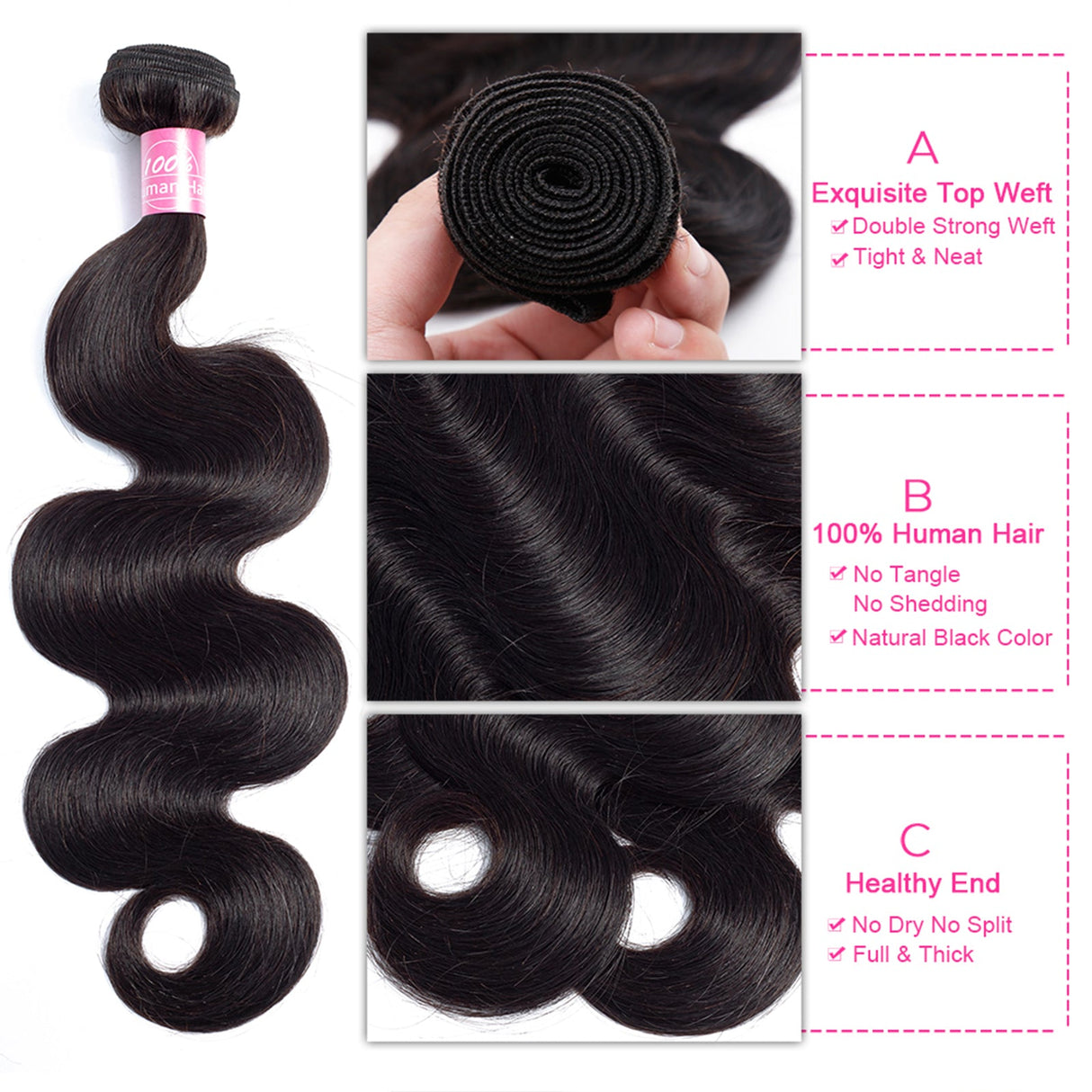 Body Wave 3 Bundles with 4x4 Closure Brazilian Virgin Human Hair Bundles Natural Color