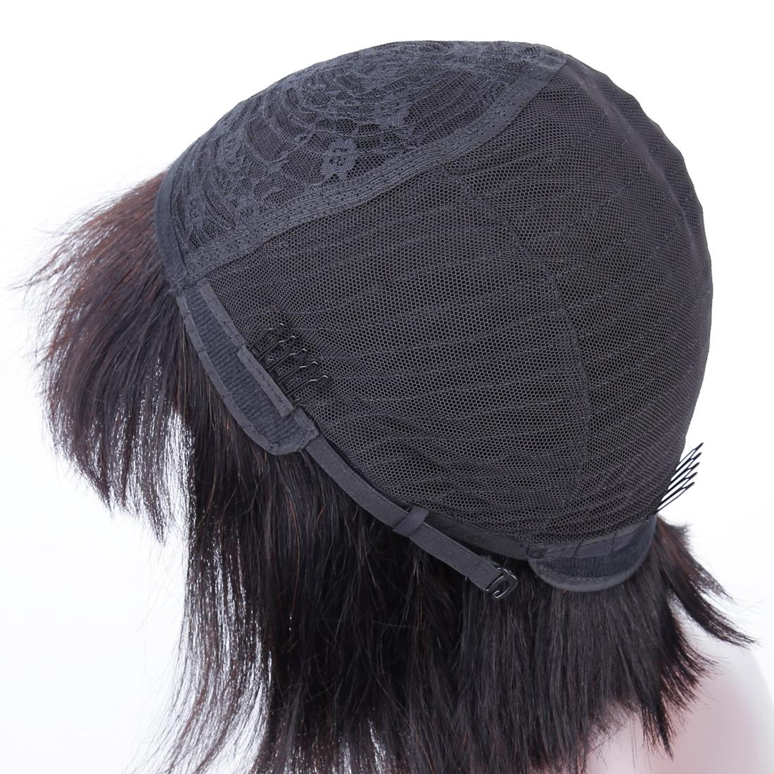 Short Bob Wigs Straight Human Hair With Bangs 100% Remy Hair Non Lace Wigs