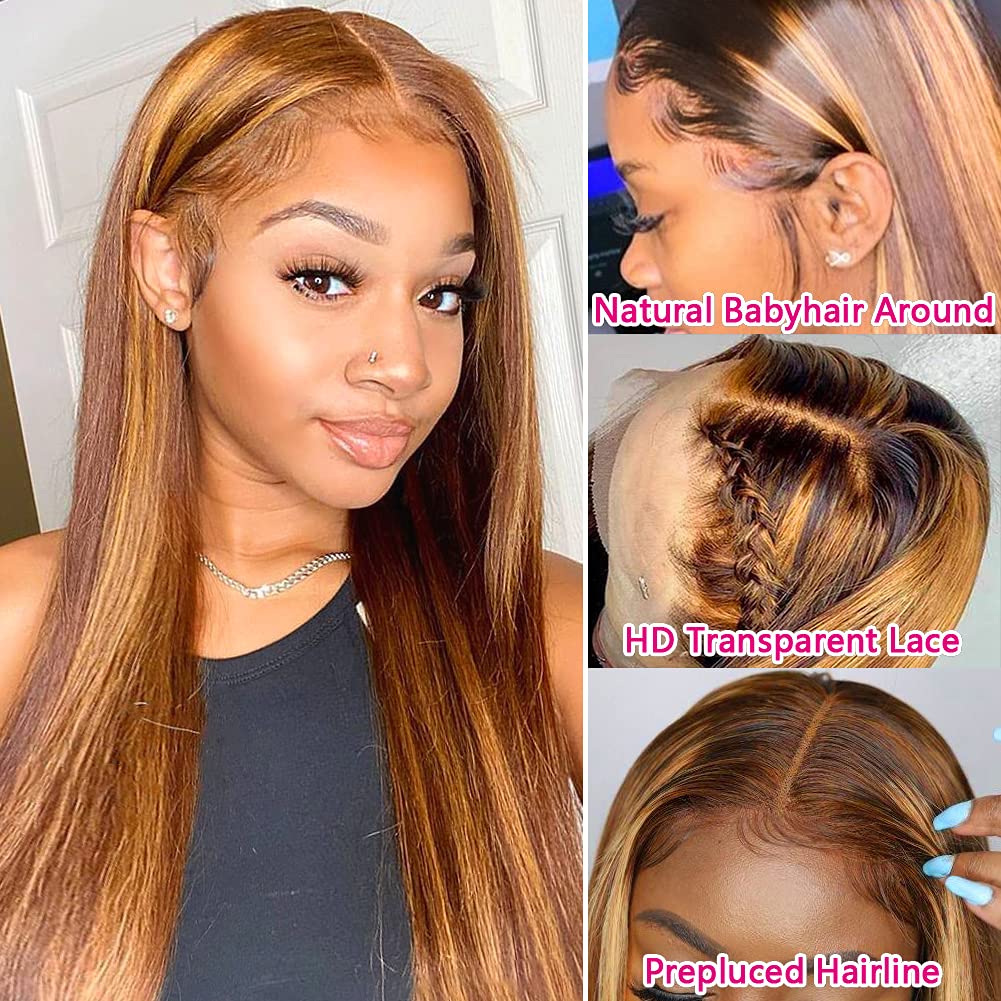 Piano Color 4/27 Straight 13x4 Lace Front Wigs Human hair