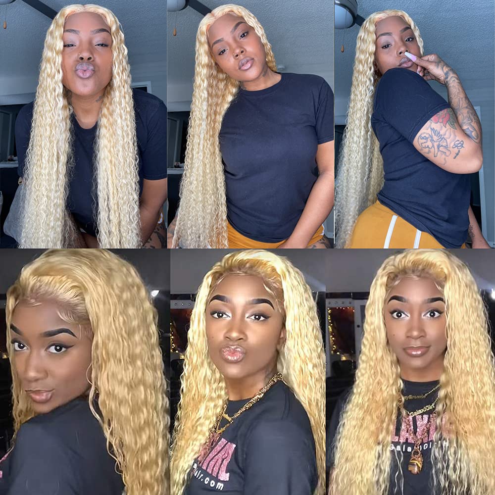 613 Blonde Deep Wave 13x4 Lace Front Wig Human Hair Brazilian Lace Frontal Wigs