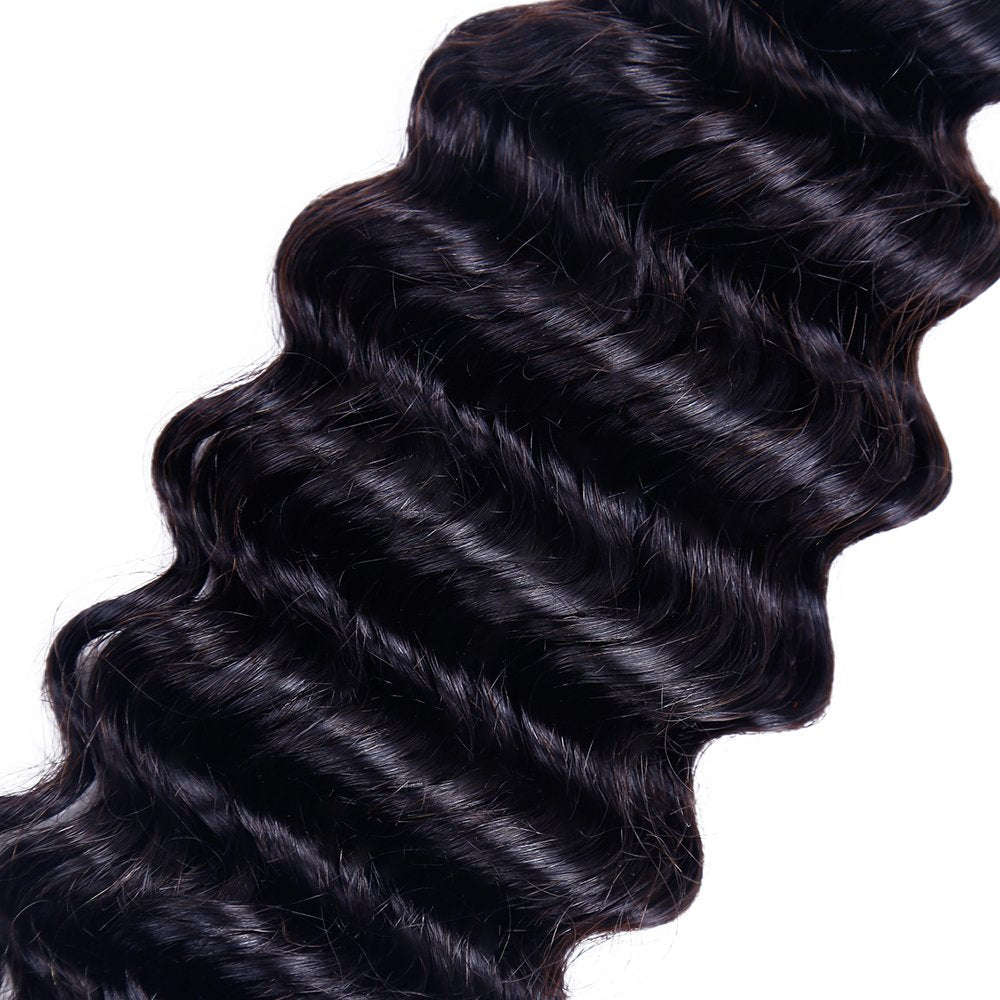 Brazilian Deep Wave Human Hair 1 Bundle Natural Black