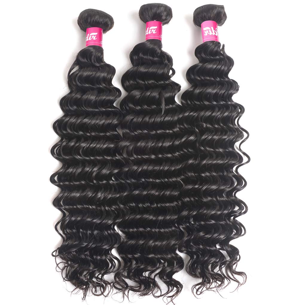 Brazilian Deep Wave Human Hair 3 Bundle Natural Black
