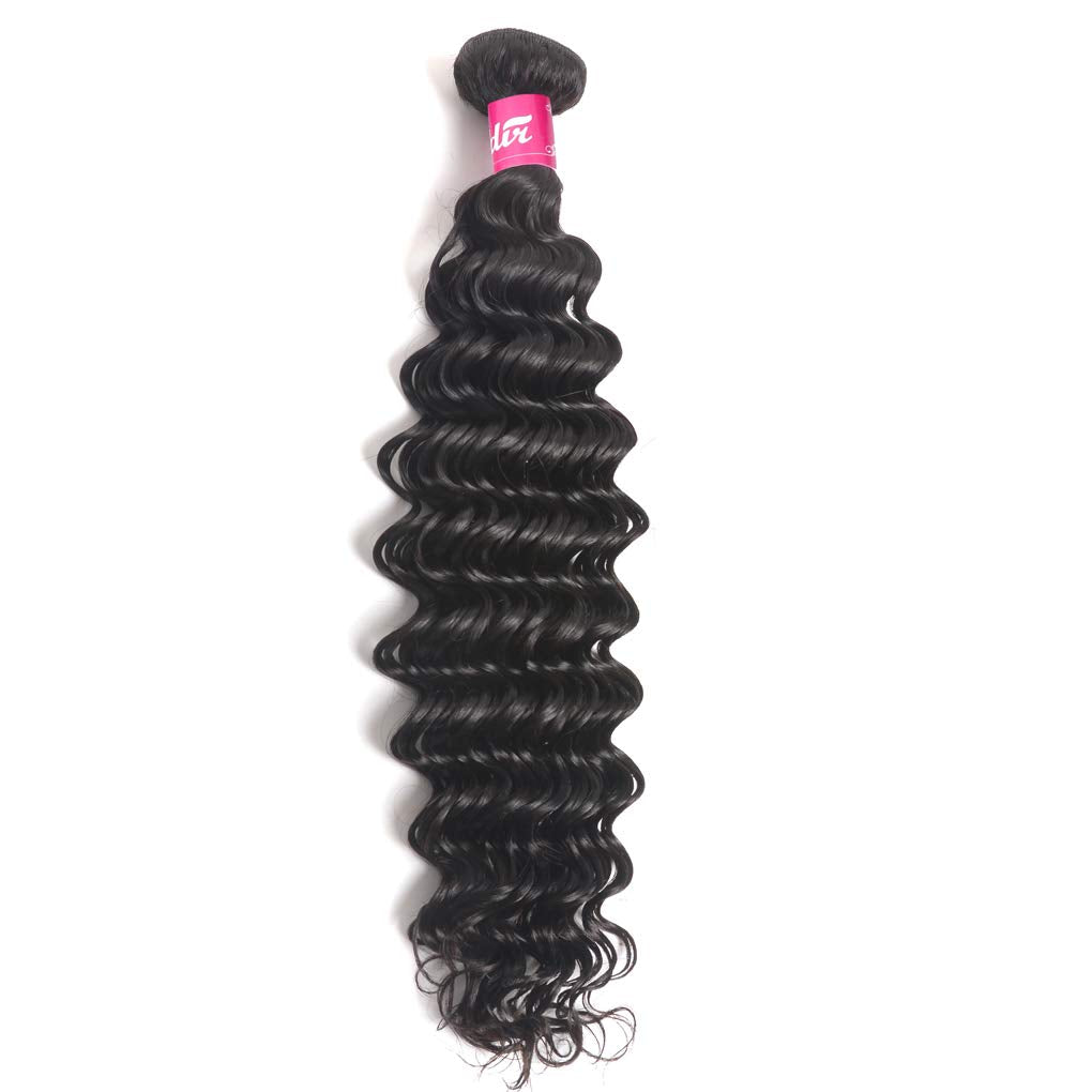 Brazilian Deep Wave Human Hair 3 Bundle Natural Black