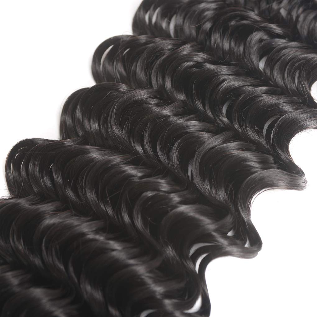 Brazilian Deep Wave Human Hair 3 Bundle Natural Black