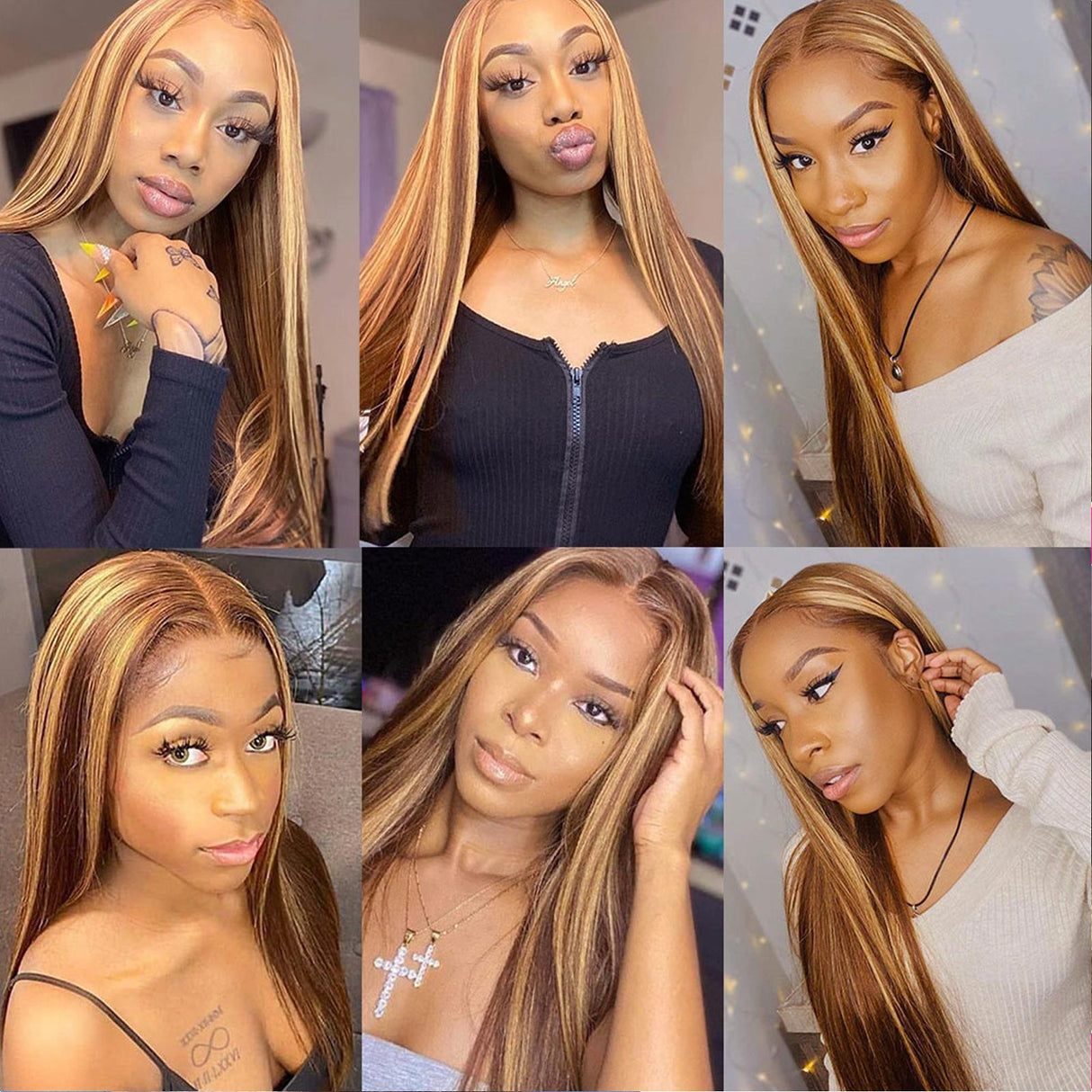 Piano Color 4/27 Straight 13x4 Lace Front Wigs Human hair