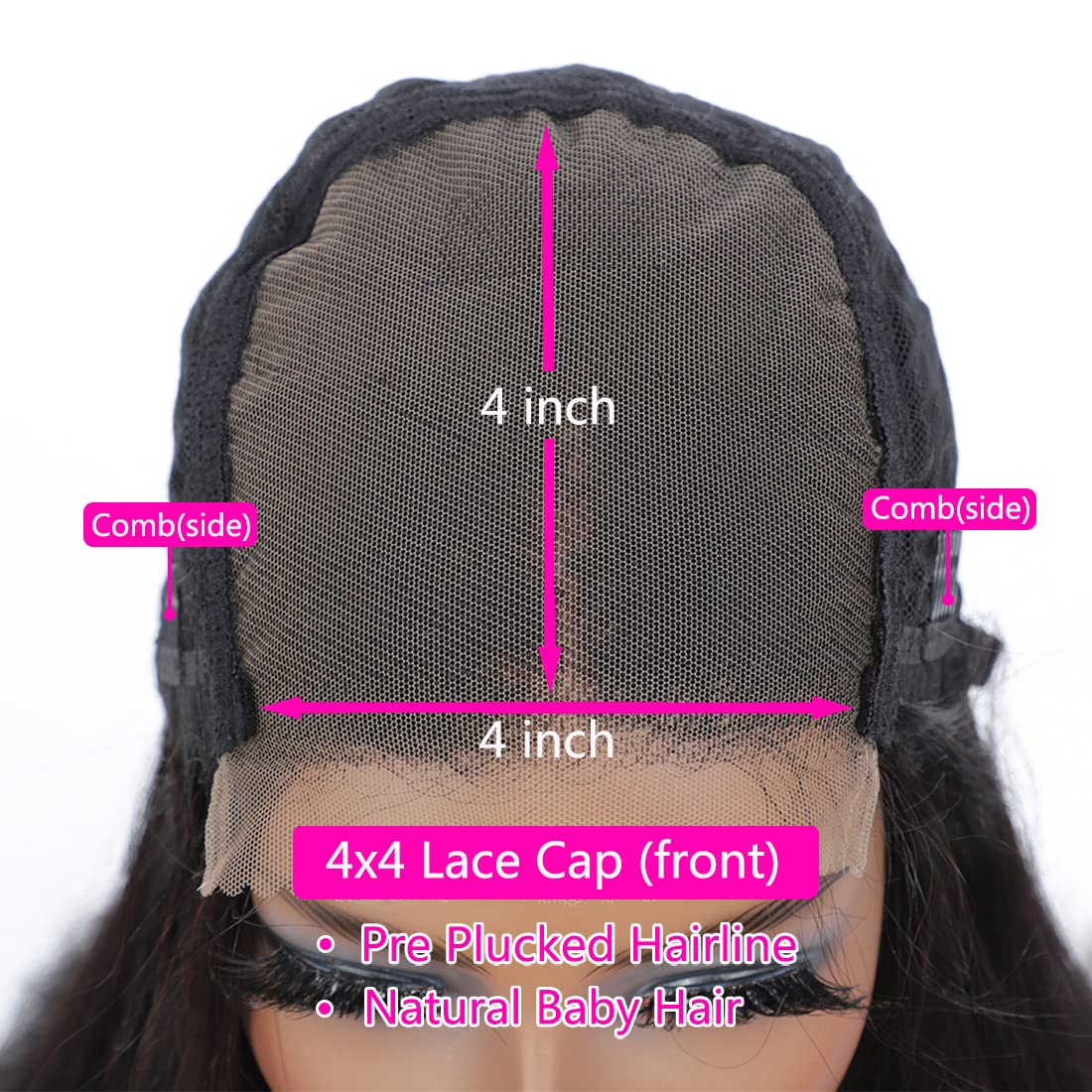 Straight Wig Human Hair 4x4 Lace Closure Wigs 180 density