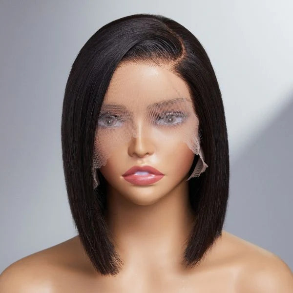 Natural Side Part Glueless Minimalist Lace Bob Wig 100% Human Hair