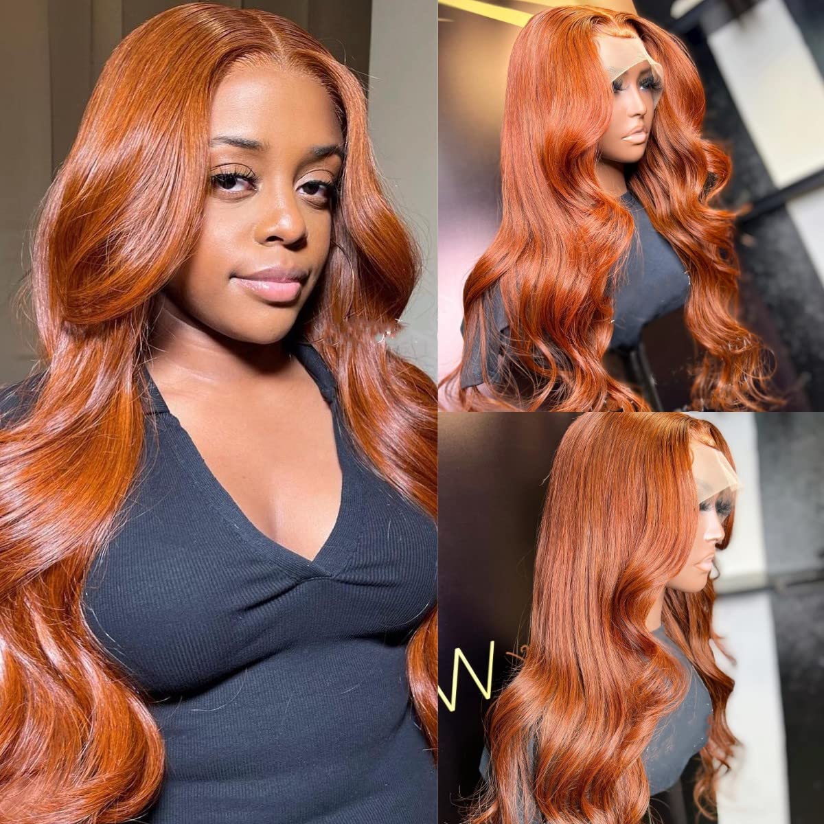 Hot Ginger Color 13X4 Body Wave Remy Human Hair Lace Front Wigs