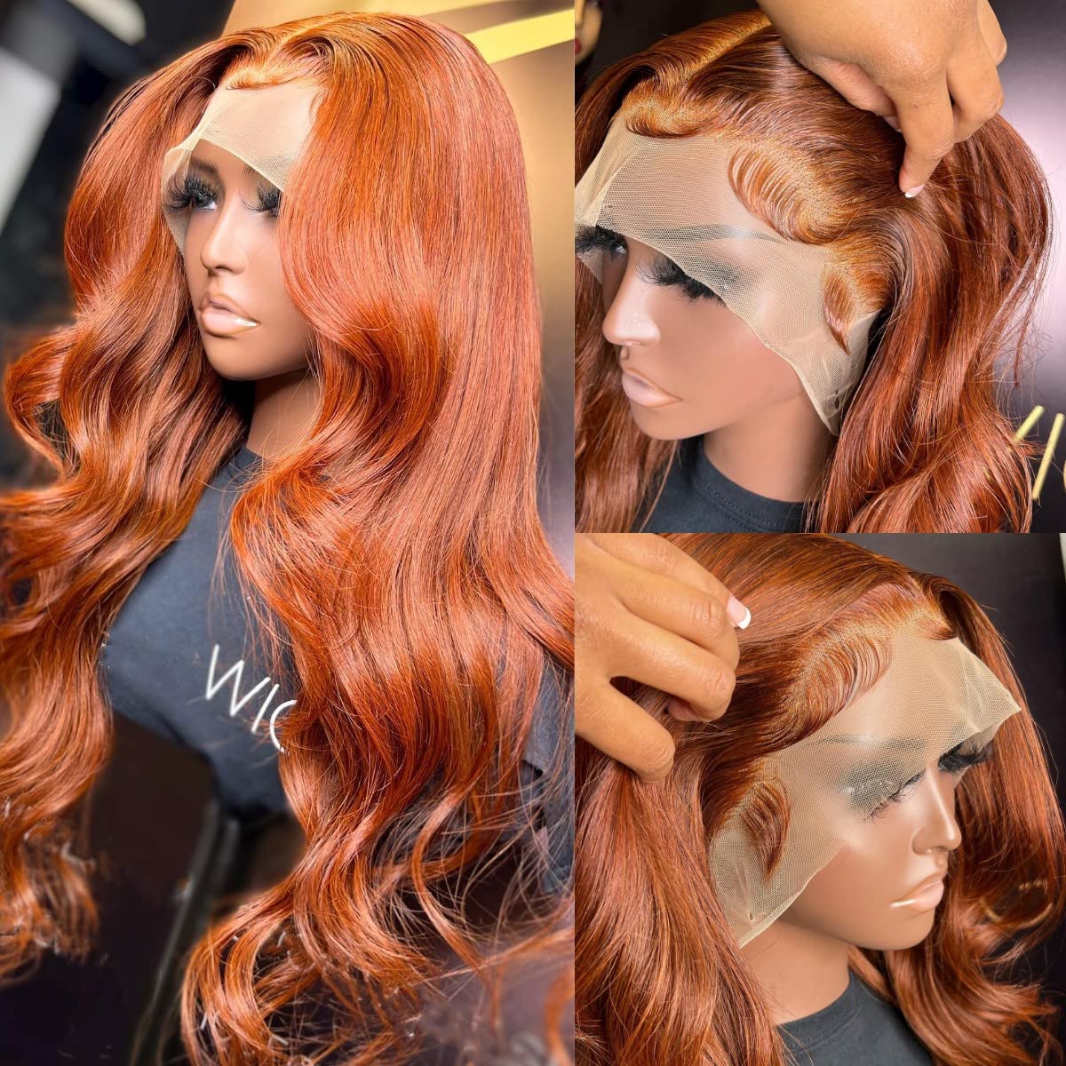 Hot Ginger Color 13X4 Body Wave Remy Human Hair Lace Front Wigs