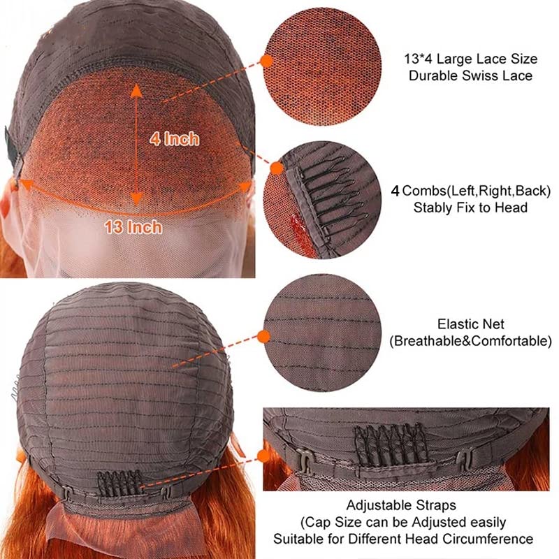 Pretty Ginger Color Straight Haiir Lace Front Wigs 100% Human Hair Frontal Wigs