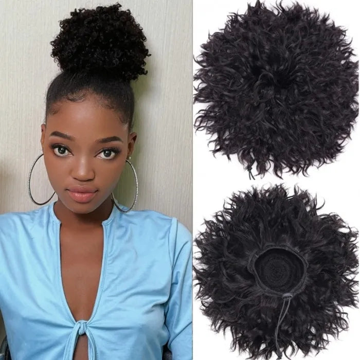 Afro Puff Kinky Human Hair Drawstring Ponytail Extension