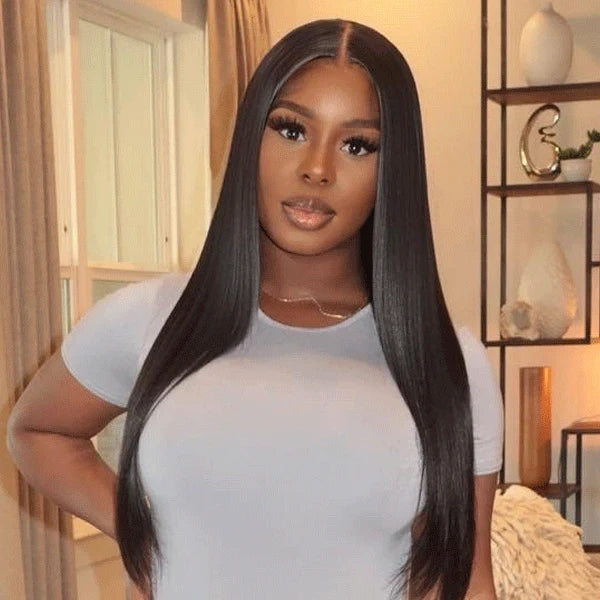 Silky Straight Glueless 5x5 Closure Undetectable HD Lace Long Wig 100% Human Hair