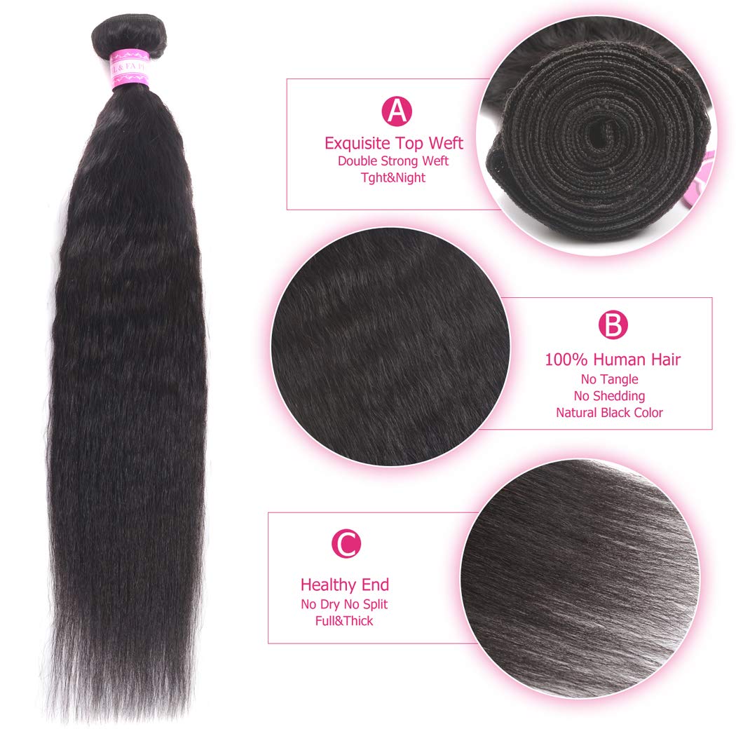 Brazilian Human Hair Kinky Straight 1 Bundles Natural Black