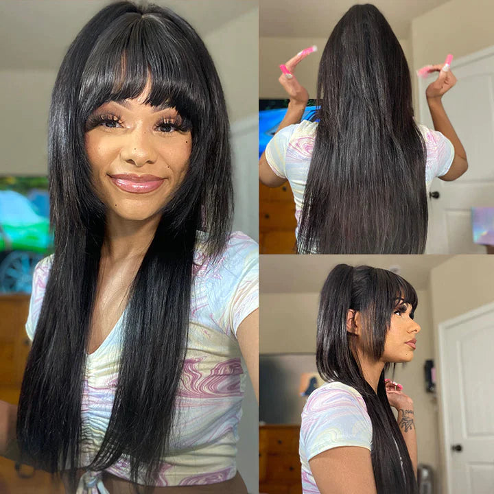 Long Straight True Scalp Bang Wig