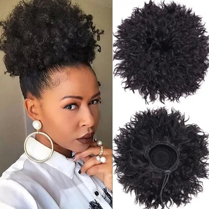 Afro Puff Kinky Human Hair Drawstring Ponytail Extension