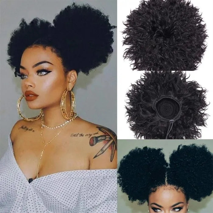 Afro Puff Kinky Human Hair Drawstring Ponytail Extension