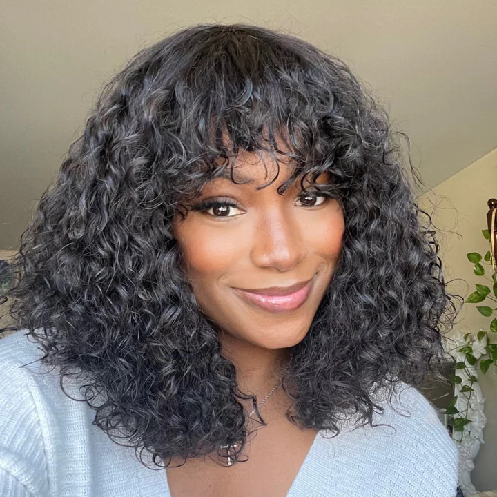 Charming Wispy | Tik Tok Viral Shaggy Style Curly Wig Machine Made Human Hair