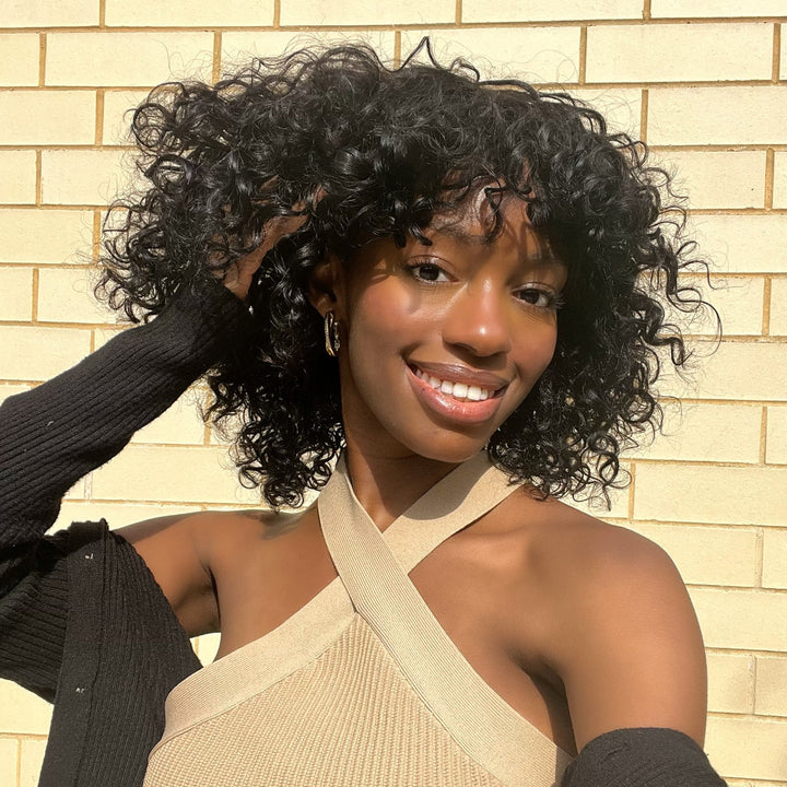 Charming Wispy | Tik Tok Viral Shaggy Style Curly Wig Machine Made Human Hair