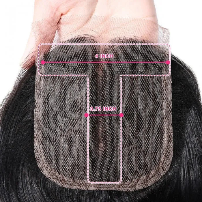 Body Wave Upgrade Lace Closure Middle Part Closure Bleached Knots 4x0.75 T Part Closure Natural Color