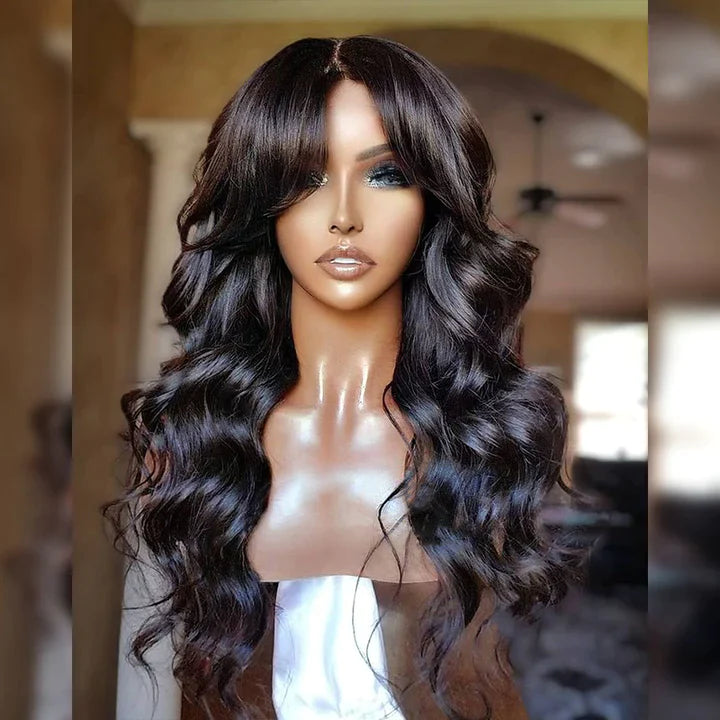 Beginner Friendly | 4x4 Glueless Lace Loose Wave Closure Wig with Bang ...
